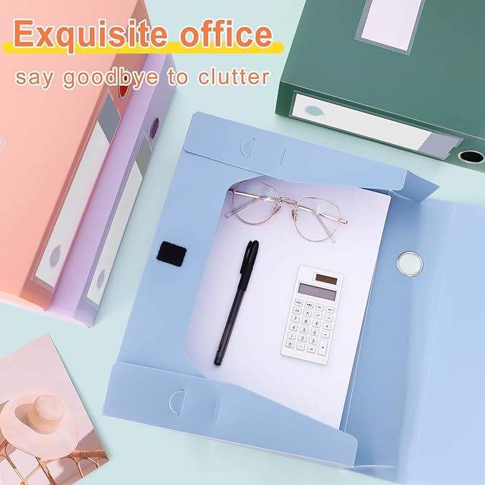 A4 Storage File Boxes Large Capacity Plastic Archives Cases with Lid, 75mm deep, 4 Colores Folding Document Storage Box for O