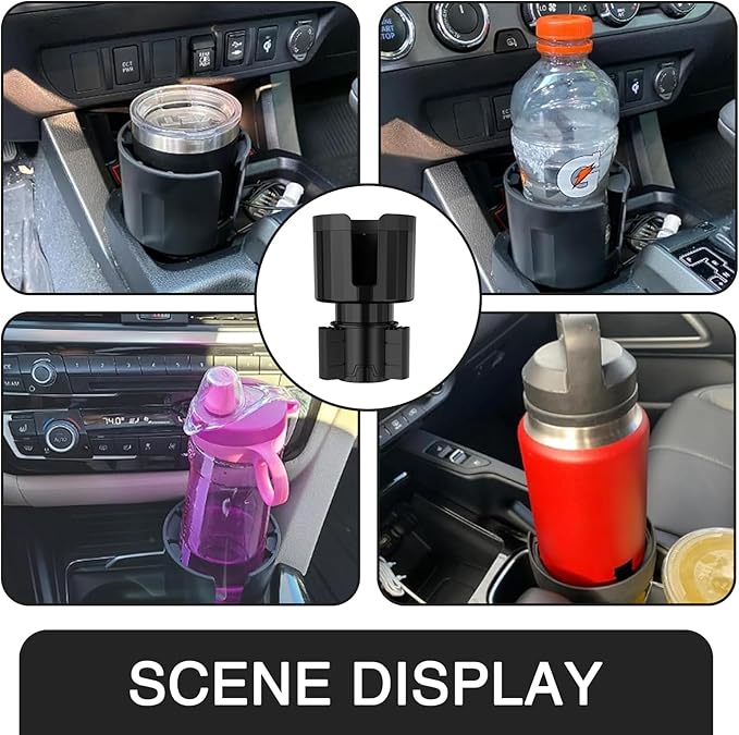 QODOLSI Pack-1 Car Conversion Cup Holder, Within 4.13" Drink Stand from Small to Large Cups Mouth, Rotatable Adjustable Base with Anti-Slip Pad, Universal Plug-and-Play Cup Holder for Cars (Black)