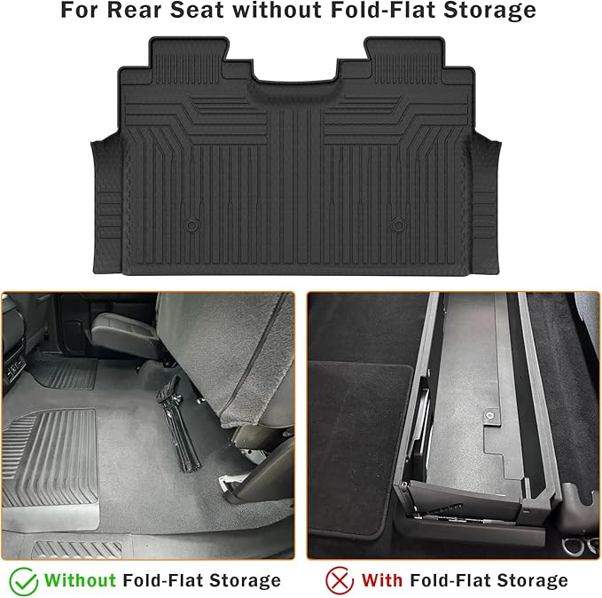 KUST Floor Mats for 2015-2026 Ford F-150/F150 Lightning SuperCrew Cab (Only for Rear Seat Without Under-Seat Fold Flat Storage), All Weather Car Mats for F150 Accessories TPE Rubber Raised Edge