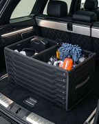 Owleys Trunk Storage 17.7" Collapsible Crate For Groceries, Tools & Travel Gear - Eco-Leather Car Organizer With Magnetic
