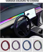 for Tesla LED Car Ambient Lighting Strip Model Y Juniper Model 3 Highland Accessories 2017-2026 LED Light Strip Dashboard Air Vents Interior Waterproof Decoration Atmosphere Ambient Lighting