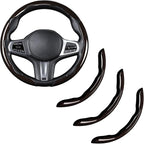 Carbon Fiber Steering Wheel Cover, Snap on Car Steering Wheel Cover Set Accessories 3pcs Wrap Grip Non Slip Protector Universal Glossy Brown