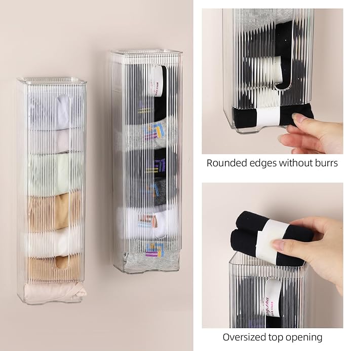 acDesign 2PCS Wall Mount Sock Underwear Drawer Organizer, Wall Hanging Underwear Storage Box for Wardrobe Cabinet Bedroom Soc