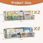 X-cosrack 24 Inch Wall Mounted Kids Bookshelf, Floating Metal Book Shelves for Kids Nursery Toddler Classroom, Hanging Book S