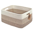 COMFY-HOMI Cotton Rope Woven Basket with Handles for Shelves,Toys,Book, Cloth Storage Baskets for Organizing-17" x 13" x 7.5"