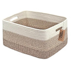 COMFY-HOMI Cotton Rope Woven Basket with Handles for Shelves,Toys,Book, Cloth Storage Baskets for Organizing-17" x 13" x 7.5"