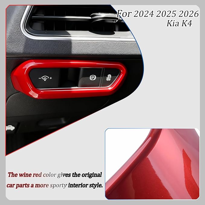Front Lamp Adjustment Cover,for Kia k4 2024 2025 2026,Stylish Automobile Front Lamp Adjusting Trim Accessories - Wine Red