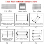 4-Tier Stackable Small Shoe Rack, Lightweight Shoe Shelf Storage Organizer for Entryway, Hallway and Closet(Black)