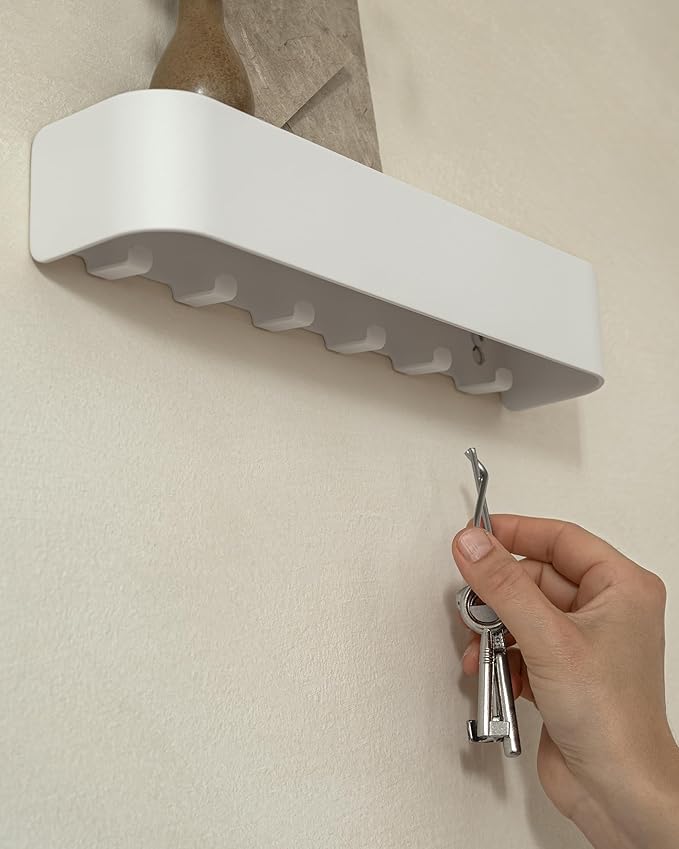 Kazai. Key Holder for Wall 'Tone' | Minimalist Key Hooks Design from Berlin | Modern Key Hanger with Metal Shelf | Key Hook W