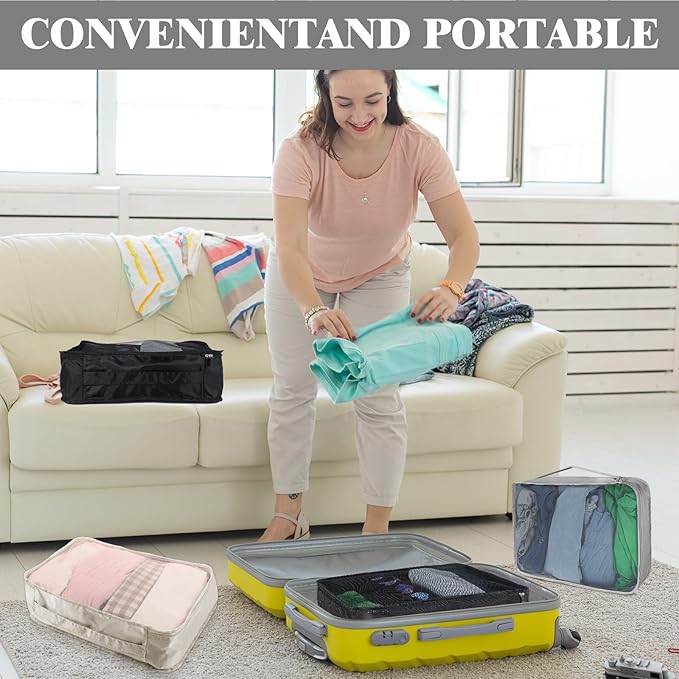 12 Pcs Packing Cubes for Suitcase Travel Luggage Bags Bulk Mesh Organizer Set for Hiking Camping Backpacking Clothes Accessor