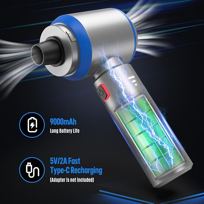 Mini Vacuum Cleaner, 2 in 1 27000PA Brushless Car Vacuum &250000RPM Air Duster 9000mAh Battery Air Blower Wireless Handheld V
