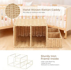 Diaper Caddy Organizer, Hand Rattan Nursery Storage Basket for Baby Essentials, Baby Changing Table Organizer Perfect Nursery