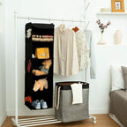 BrilliantJo 2 Pack Hanging Closet Organizer, 5 Shelves Hanging Storage with 6 Side Pockets for Clothes Shoes, 43"x12"x12"(Bla