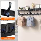 Evermagin 35" Coat Rack Wall Mount with Shelf, 4 in 1 Wall Mounted Coat and Key Hanger with 13 Hooks, Entryway Key Holder wit