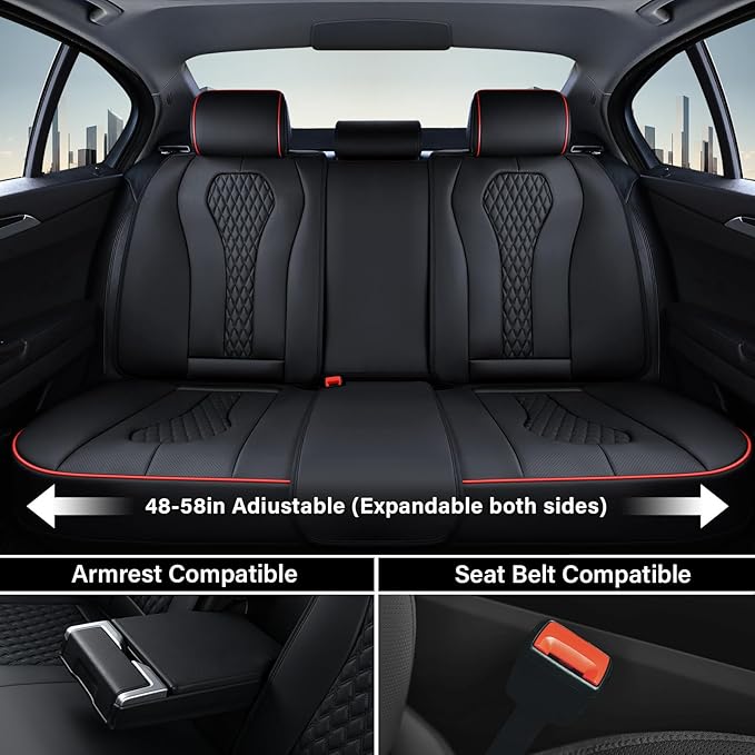 Coverado Car Seat Covers Full Set, Black Seat Covers, Waterproof Car Seat Cover, Car Seat Cushion, Car Seat Covers Front Seat
