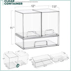 Sorbus Stackable Acrylic Storage Drawers – 2 Tall + 1 Wide – 3 Pack Clear Plastic Organizer Bins for Baby Bottles, Makeup, Ba