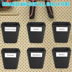 G.CORE Large Pegboard Cups Peg Board Storage Bin 6 Pack with Hooks, Square Box Shape Pegboard Cup Holder Accessories for Gara