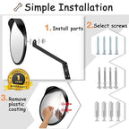 Driveway Mirror 𝟭𝟴" 𝗦𝗲𝗰𝘂𝗿𝗶𝘁𝘆 𝗠𝗶𝗿𝗿𝗼𝗿𝘀 𝗢𝘂𝘁𝗱𝗼𝗼𝗿, Blind Spot Convex Mirror with Adjustable Fixing Bracket, Wide Angle Clear View for Garage Home Parking Factory Office