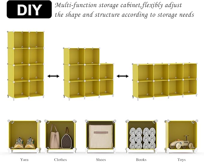 AWTATOS Cube Storage Organizer, 8 Cube Closet Organizers and Storage, DIY Stackable Bookshelf Plastic Clothes Organizer Shelv