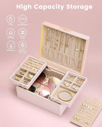 Lolalet Jewelry Box Organizer for Women Girls, 2 Layer Jewelry Organizers and Storage for Necklace Earrings Rings Bracelets, 