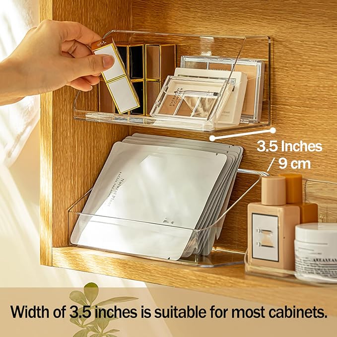 MORNITE Medicine Cabinet Organizer Shelf, Vanity Trays for Bathroom Counter, Cosmetic Storage Tray, Makeup Organizer, Beauty 