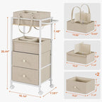Modanais Baby Diaper Caddy Organizer Cart with Drawers - 3In1 Rolling Storage Cart with Wheels, Removable Diaper Caddy, Detac
