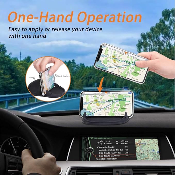 Car Phone Holder, Anti-Slip Silicone Dashboard Car Pad Compatible with iPhone, Samsung, Android Smart Phones, GPS, KGs3 and M