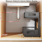 2 Packs 21IN Depth Under Sink Organizer, 2-Tier Pull Out Cabinet Organizer With Smooth Circular Rail, Large Capacity Metal Me