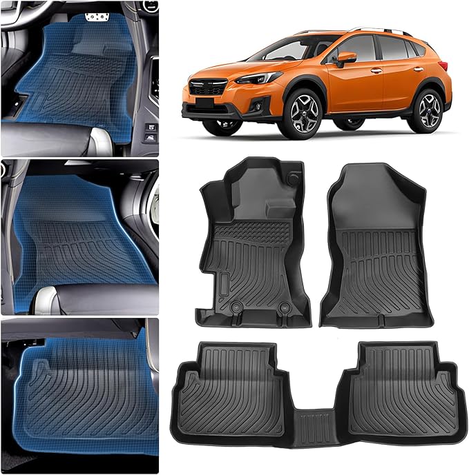 Sunsdrew TPE All Weather Floor Mats, Custom Fit for 2018-2023 Subaru Crosstrek/2017-2023 Impreza, Black, 4 Pc Set