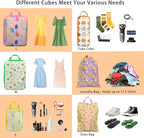 6 Pcs Compression Packing Cubes, Packing Cubes for Travel, Waterproof Luggage Organizer Bags Set, Cute Packaging Cubes for Wo