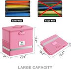 Fireproof File Box with Lock, Document Box Storage Organizer, Suitable for Hanging File Folders in Letter Size, Collapsible F