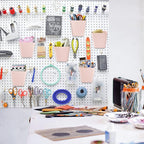 G.CORE Large Pegboard Cups Peg Board Storage Bin 6 Pack with Hooks, Square Box Shape Pegboard Cup Holder Accessories for Gara