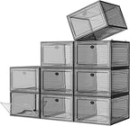 7 code Large Clear Shoe Boxes Organizer【Thicker Material】 Stronger Shoe Box with Magnetic Door, Stackable Shoe Storage Box fo