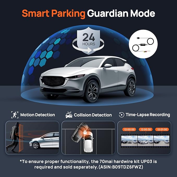 70mai 4K Dash Cam Front and Rear with STARVIS, Dashcam with 5GHz WiFi, GPS Car Camera, Super Night Vision, ADAS, 3'' IPS Scre