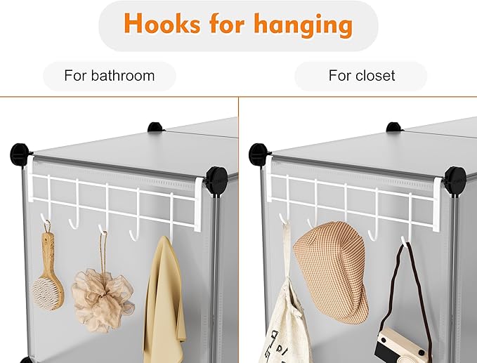 HOMIDEC 6 Light Grey Cube Storage Organizer, Modular Storage Shelf with Hammer, Cube Storage Bin Cabinet Closet Bookshelf for