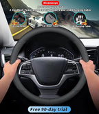 Custom-Fit Premium Leather Steering Wheel Cover with Logo, Non-Slip, Breathable, for Aston Martin (B-Style)