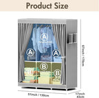 ALSO GO Portable Closet, Storage Organizer Wardrobe with Non-Woven Fabric Cover, with 3 Hanging Rods, 6 Storage Shelves and S