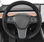 MEWANT Hand Stitched Steering Wheel Cover for Tesla Model 3 2017-2023 / Model Y 2020-2023 for Tesla Model 3/Y Accessories