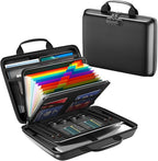 Fireproof Document Box, Hard Case Fireproof File Organizer with Lock and 13 Pocket Accordion File Folder, Portable Safe Box f