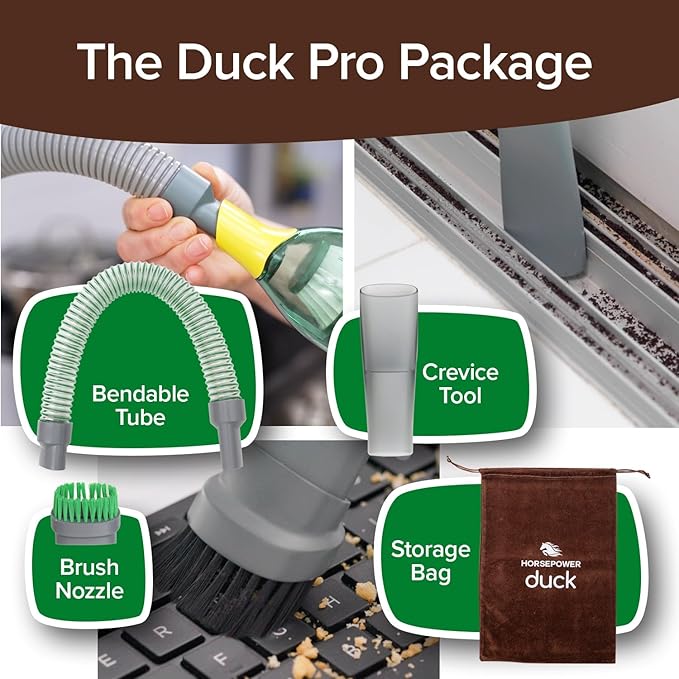 Horsepower Duck Compact Cordless Vacuum, Ultra-Powerful Upgraded Battery for Extra-Long Run Time, AS SEEN ON TV, Strong Sucti