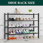 Smiry Shoe Rack, 4 Tier Thick Long Bamboo Shoe Organizer, Stackable Free Standing Wooden Shoe Storage Shelf for Closet, Entry