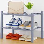 Smiry Shoe Rack, 2 Tier Thick Small Bamboo Shoe Organizer, Stackable Free Standing Wooden Shoe Storage Shelf for Closet, Entr