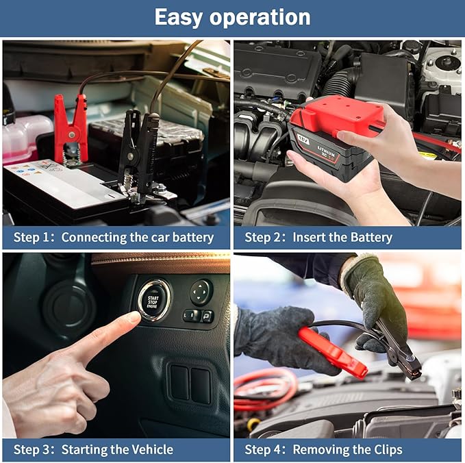 Jumper Cable Clamps for Milwaukee M18 18V Battery Jump Starter, 5.90 FT 8AWG Car Battery Jumper Cable with Adapter, Automotive Battery Booster Cable for Tools used to Jump Start a Car