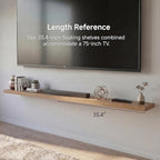 INHABIT UNION Oak Floating Shelves Set of 2，35.43in Wall Mounted Display Ledge Shelves for Bedroom, Bathroom, Living Room and
