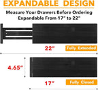 SpaceAid Bamboo Dresser Drawer Dividers 6 Pack, 4.65“ High Adjustable 17“-22” Drawer Organizers, Expandable Organization for 