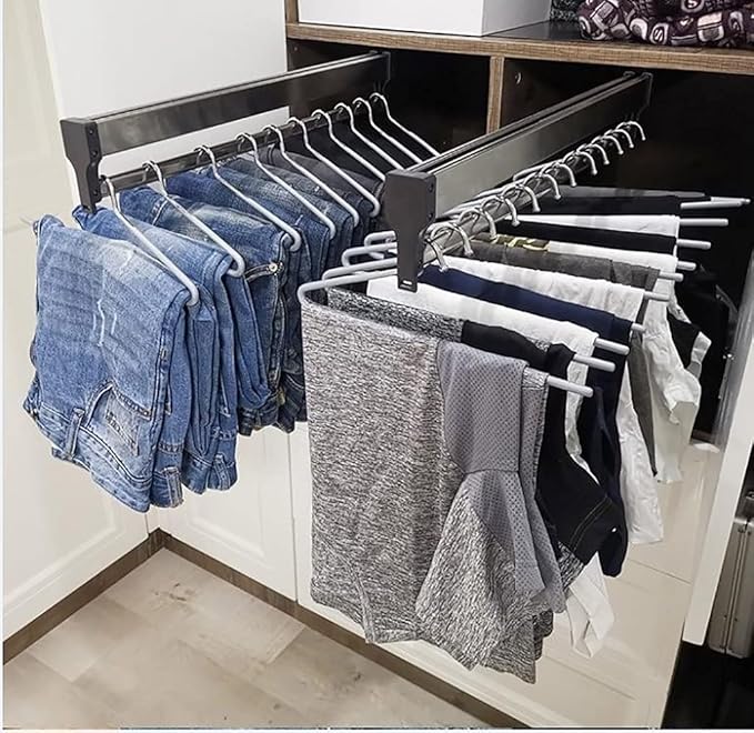 Closet Clothes Hanger Rail,Pull-Out Closet Rod 30-60cm,Wardrobe Clothing Rail,Closet Organizer Rack for Pants and Coat (600MM