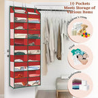 Christmas Over The Door Organizer 5 Tiers, Extra Large Behind Door Storage of 10 Compartments, 80 lbs Weight Capacity Hanging