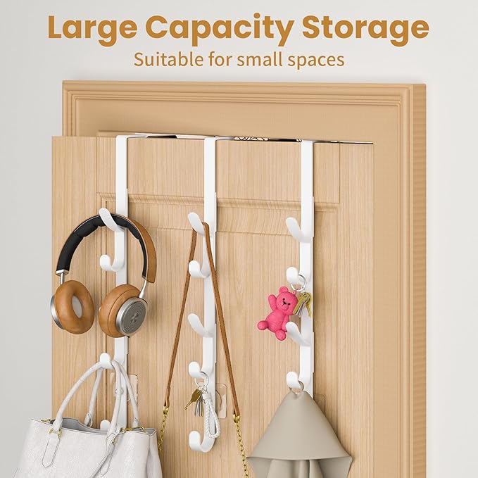 Over The Door Hooks, Metal Door Hooks for Hanging, Over The Door Purse Organizer for Coat Hanger, Back of Shower Door for Han