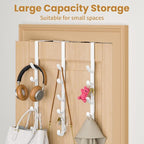 Over The Door Hooks, Metal Door Hooks for Hanging, Over The Door Purse Organizer for Coat Hanger, Back of Shower Door for Han