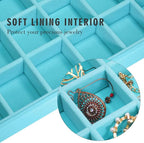Siveit Velvet Jewelry Tray 48 Grid Jewelry Display Tray Organizer Box with Transparent Lid Rings Earrings Necklaces Pendants 